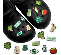 BABYZOCO Lot de 10 pins à breloques pour Crocs, Crocs Charms, Shoe Charm, ornements de chaussures, décoration de chaussures pour cadeaux, pendentifs de chaussure, design argent argent argent