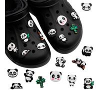 BABYZOCO Lot de 11 breloques pour crocs, Crocs Pin, Crocs Charms, Shoe Charm, ornements de chaussures, décoration de chaussures pour cadeaux, pendentif de chaussure, motif panda