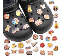 BABYZOCO Lot de 26 pins à breloques pour crocs, breloques crocs, chaussures pour cadeaux, breloques hippie