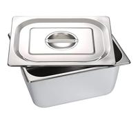 Bac 1/3 en Inox 325 X 175 X 150mm, bac alimentaire avec couvercle, Grande capacité marmite en acier inoxydable, Conception de coin rond, Conteneur de stockage de nourriture, Cuisine disponible