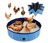 Bac à Bain De Poussière - Pliable Bac pour Poulailler en PVC | PVC Extra Dur pawhhut Piscine pour Chien Bassin | Accessoire Réutilisable Anti-Dérapant pour L'entretien du Poulailler