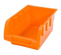 WERKA PRO Bac à bec de rangement optimisé pour l'organisation d'atelier, garage ou bureau, résistant aux chocs, gerbable, accès facile au contenu, dimensions 163x103x75mm, couleur orange.