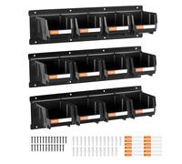Bac à Bec Mural 12 PCS-VEVOR-Bacs de Rangement Empilables Suspendus-Boites de Rangement en Plastique-Noir