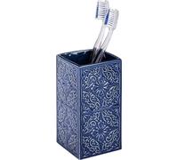 WENKO Gobelet Cordoba bleu foncé céramique Porte-brosse à dents pour la brosse à dents et le dentifrice Bleu