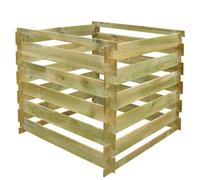 vidaXL Bac à Compost Carré à Lattes 0,54 m³ Composteur de Jardin Sol Bois