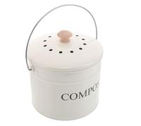 Bac à Compost Cuisine en Acier Galvanisé Blanc, Grand Format | Restes Alimentaires et Épluchures, Usage Intérieur sur Comptoir, Design Vintage avec Couvercle