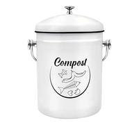 Bac à compost de comptoir - Vert/blanc, bac à compost de cuisine avec couvercle de 5 L, seau d'intérieur avec revêtement résistant à la rouille, 20,3 x 20,3 x 25,4 cm, matériau en acier | Fruits