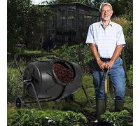 Bac à compost de jardin extérieur, gobelet en plastique de 190 l avec poignée et roues pour un compostage facile et rapide, solution pour déchets d'arrière-cour