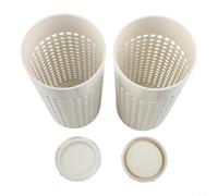 Bac à compost en PVC blanc pour jardin, 30,5 x 15,2 x 15,2 cm, tube de composteur peu encombrant avec couvercle vissé sécurisé et ventilateur pour petits pots de fleurs (2 pièces)