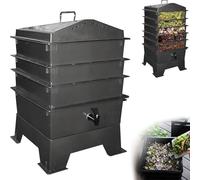 Bac à compost réglable avec plusieurs plateaux, aération améliorée pour un recyclage efficace, idéal pour le jardin, la cour et le balcon