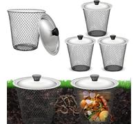 Bac à compostage en métal robuste, 23,1 x 23,1 x 15 cm, mini vermicomposteur pour jardinage en extérieur, recyclage des déchets alimentaires, ferme à vers respectueux de l'environnement avec