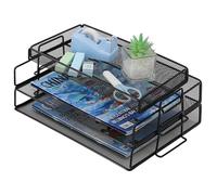 Bac à courrier à 2 niveaux, plateau de classement pour bureau, plateau de rangement de bureau, plateau de classement de papier, organiseur de bureau A4, porte-documents pour la maison, le bureau,