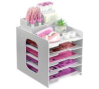 Bac à courrier à 5 Niveaux, Corbeille à Courrier, Organiseur de Bureau A4 avec Porte-Stylo, Bacs de Rangement de Bureau empilables pour la Maison, Le Bureau, l'école