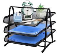 Bac à courrier coulissant pour bureau, organiseur de bureau, plateau de classement de papier, organiseur de bureau A4, porte-documents pour la maison, le bureau, l'école (3 niveaux)