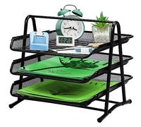 Bac à courrier en maille à 3 niveaux, bac à courrier de bureau, organisateur de tiroir en maille, supports d'empilage de documents papier pour la maison, le bureau et l'école