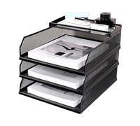 Bac à courrier - Plateau en maille métallique, étagère à papier à plusieurs niveaux, empilable | Porte-documents vertical A4 pour cahiers, livres, étagères, tiroir, table, bureau, maison, école, salle