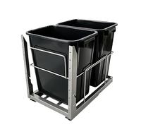 Bac à déchets double intégré Couvercle étanche système d'amortissement grande capacité à double réservoir de 40 L meuble poubelle pour Bas Restaurant Bars