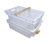 Bac à désoperculer en plastique Uncapper avec traverse et robinet pour le miel, Superposable et emboîtable