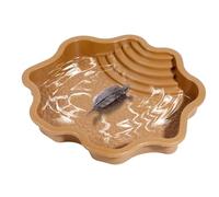Bac à eau pour reptiles - Bac de bain pour reptiles - Bol d'alimentation pour tortue - Avec rampe pour lézards, tortues - Ne glisse pas lorsque vous buvez - Avec la forme réaliste du banc de rivière