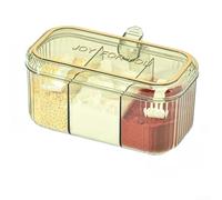 Bac à épices multi-sections avec couvercle et cuillères - Support d'assaisonnement transparent pour tiroirs de garde-manger - Boîte de rangement compacte de cuisine 18,5 x 13,5 x 9 cm (vert)