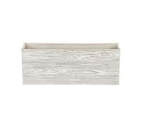 Beliani Bac à Fleurs Rectangulaire Blanc Effet Bois, 42 x 13 x 15 cm, en Fibre d'argile pour Intérieur et Extérieur