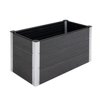 Bac A Fleur Jardinière surélevée gris anthracite 100x50x55.5 cm WPC aluminium, résistante gel/UV, sans fond, pour terrasse & jardin