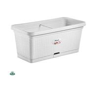Bac à fleur rectangulaire NATURAL - 66L - 80 cm - Plastique - Blanc