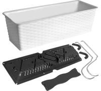 Bac à fleurs 49x16x17,5 cm 12 litres Système d'arrosage automatique Balustrade Bac de balcon Ratolla Pot de fleurs blanc