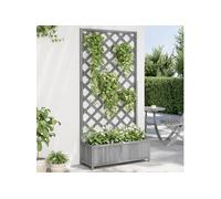 vidaXL Jardinière avec Treillis, Lit Surélevé, Bac à Fleurs, Pot de Plantes, Boîte à Fleurs Jardin Patio Terrasse, Gris Bois 365480