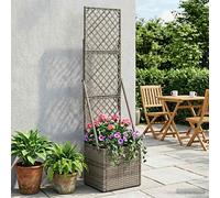 Bac à fleurs avec Treillis Gris polyrotin Cache-pot de jardin Jardin vidaXL vida