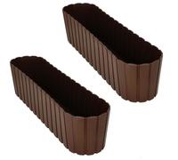 Pot de fleurs ovale Bakonowa pour balcon ou terrasse, marron, 60 cm, lot de 2