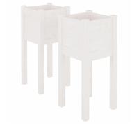 Bac à fleurs&cache-pots,PARAJIE,Moderne Jardinières d'extérieur 2 pcs Blanc 31x31x70 cm Bois de pin@245118