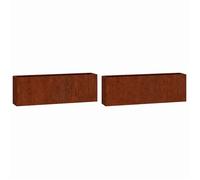 Bac à fleurs&cache-pots,PARAJIE,Moderne Jardinières murales 2 pcs Rouillé Acier corten 53x10x17 cm@922326