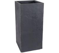 Bac à fleurs Carré Haut 40 cm - EDA - Volcania - 31 L - Intérieur/Extérieur - 39,5 x 39,5 x H 80 cm - Gris Anthracite