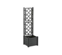 Bac à fleurs carré ITALIA avec treillis - 30L - Plastique - Anthracite