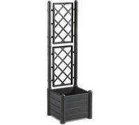 Bac à fleurs carré ITALIA avec treillis - 30L - Plastique - Anthracite