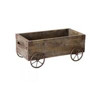 Bac à fleurs chariot bois massif vintage pot décoratif rustique jardin cour