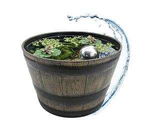 Bac à fleurs en plastique aspect tonneau de chêne marron - 39 cm - Mini bassin de jardin - Bac à eau en bois - Décoration de jardin - Mini étang - Jardinière en bois