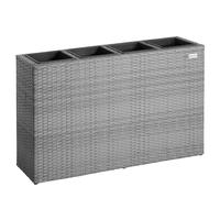 Casaria® Bac à Fleurs en Polyrotin - Jardinière 4 Pots Amovibles, Balconnière Vertical Plantes intérieur extérieur pour Jardin, Balcon, Terrasse - Gris 95x27x60cm
