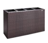 Casaria® Bac à Fleurs en Polyrotin - Jardinière 4 Pots Amovibles, Balconnière Vertical Plantes intérieur extérieur pour Jardin, Balcon, Terrasse - Brun 95x27x60cm