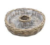 Bac à fleurs en rotin naturel avec film pour l'extérieur - 40 cm - Anneau de plantation en bois à planter directement - Décoration de jardin - Panier à fleurs - Panier à fleurs - Couronne de fleurs -