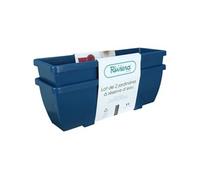 Bac a fleurs RIVIERA EVA - Lot 2 jardinieres - Plastique - 57 cm - Bleu