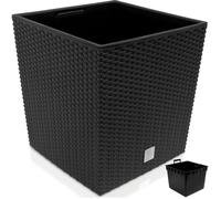 Bac de fleurs 64 L Anthracite polyrotin avec poignée jardinière 40x40x41cm