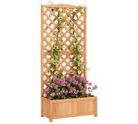 Outsunny Jardinière avec Treillis - bac à Fleurs - dim. 76L x 36l x 170H cm - Fond à Lattes - Bois Sapin pré-huilé