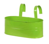 Bac À Fleurs Ovale Vert 39x16,5x14,5cm Acier Avec Supports Pot De Plante