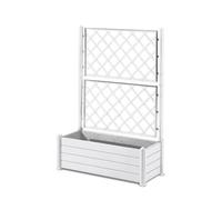 Bac à fleurs rectangulaire avec grille - Finition bois - 100 x 43 x 142 cm - 80 L - Blanc