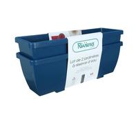 Bac a fleurs RIVIERA EVA - Lot 2 jardinieres - Plastique - 57 cm - Bleu