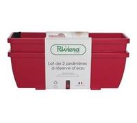 RiViERA Bac à fleurs Riviera Eva – Lot de 2 jardinières, plastique 57 cm – Rouge