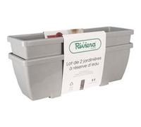 Bac A Fleurs Riviera Eva - Lot 2 Jardinieres - Plastique - 57 Cm - Stone Gris G