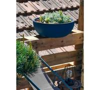 Bac a fleurs rond RIVIERA COUPE GRANIT - Plastique - Diametre 40 cm - Bleu